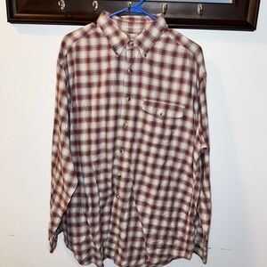 L.L. BEAN Men's Long Sleeve Red/White Plaid Button Down Shirt Large